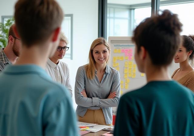 Team collaboration in a modern office setup
